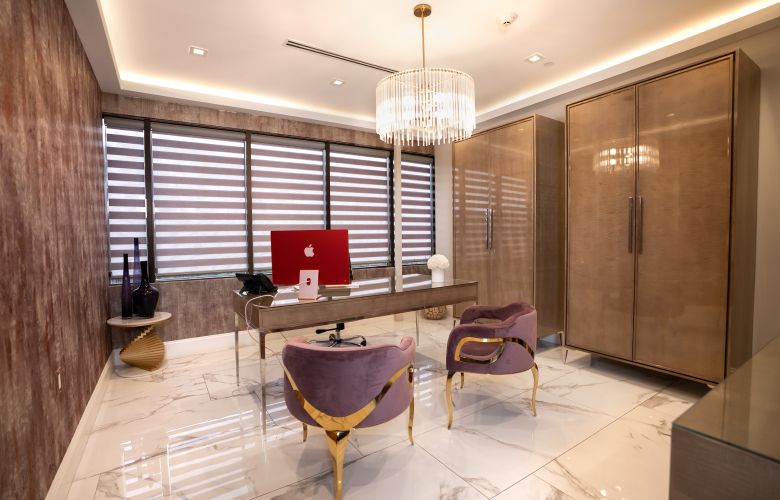 Modern office interior with elegant decor.